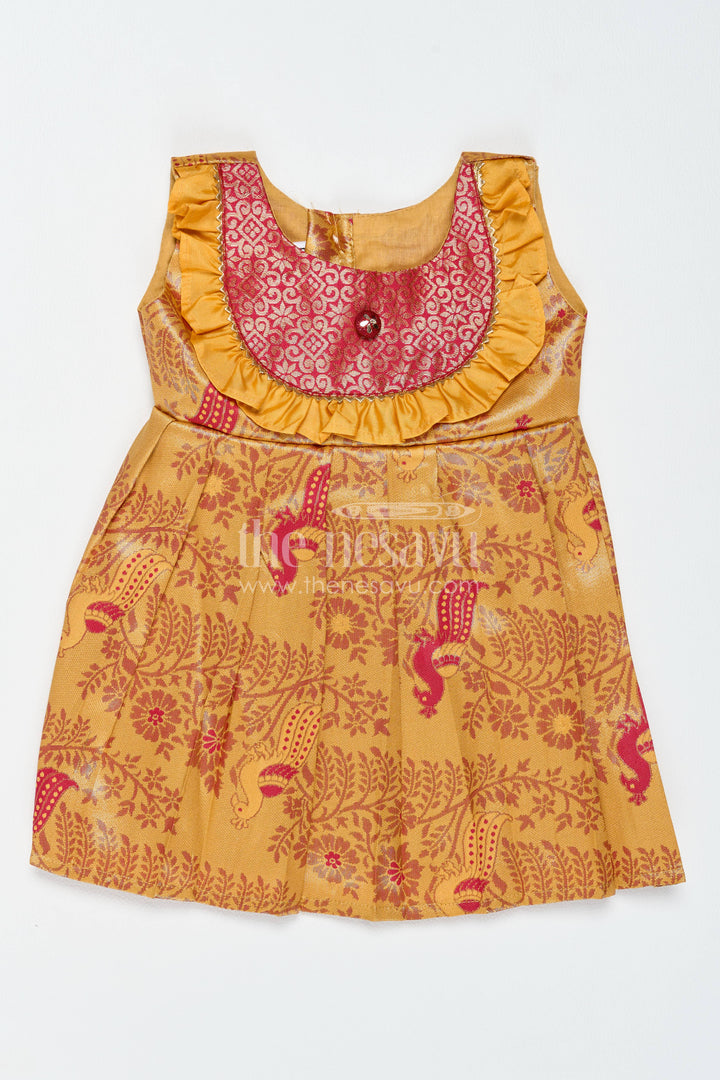 Traditional Silk Frock in Gold for Celebrations and Photos