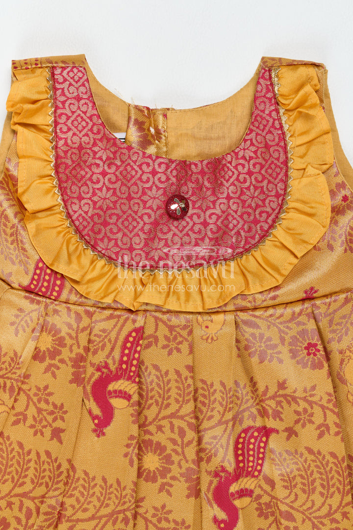 Traditional Silk Frock in Gold for Celebrations and Photos