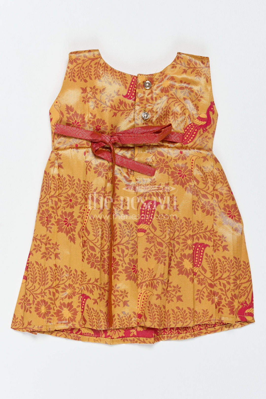 Traditional Silk Frock in Gold for Celebrations and Photos