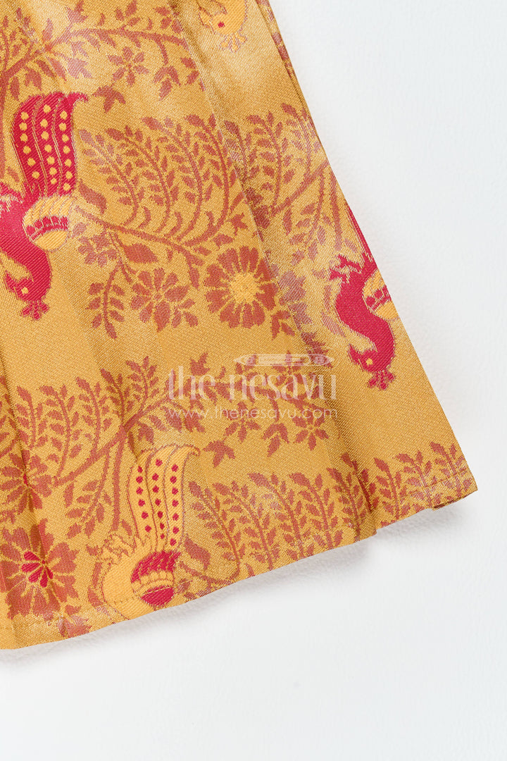 Traditional Silk Frock in Gold for Celebrations and Photos