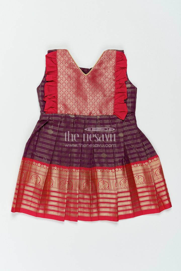 Girls Kanchi Silk Frock in Purple for Party Memories
