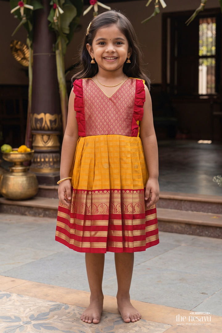 Traditional Silk Frock in Yellow for Milestone Days