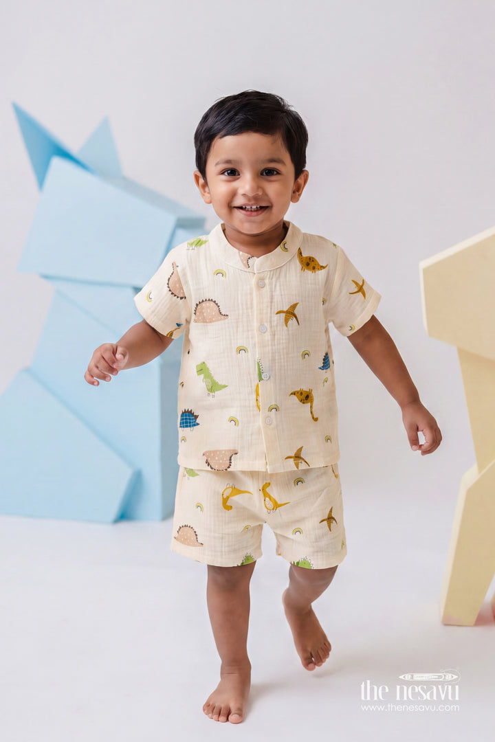 Kids Dinosaur Shorts Night Suit for Summer Bedtime and Lounging