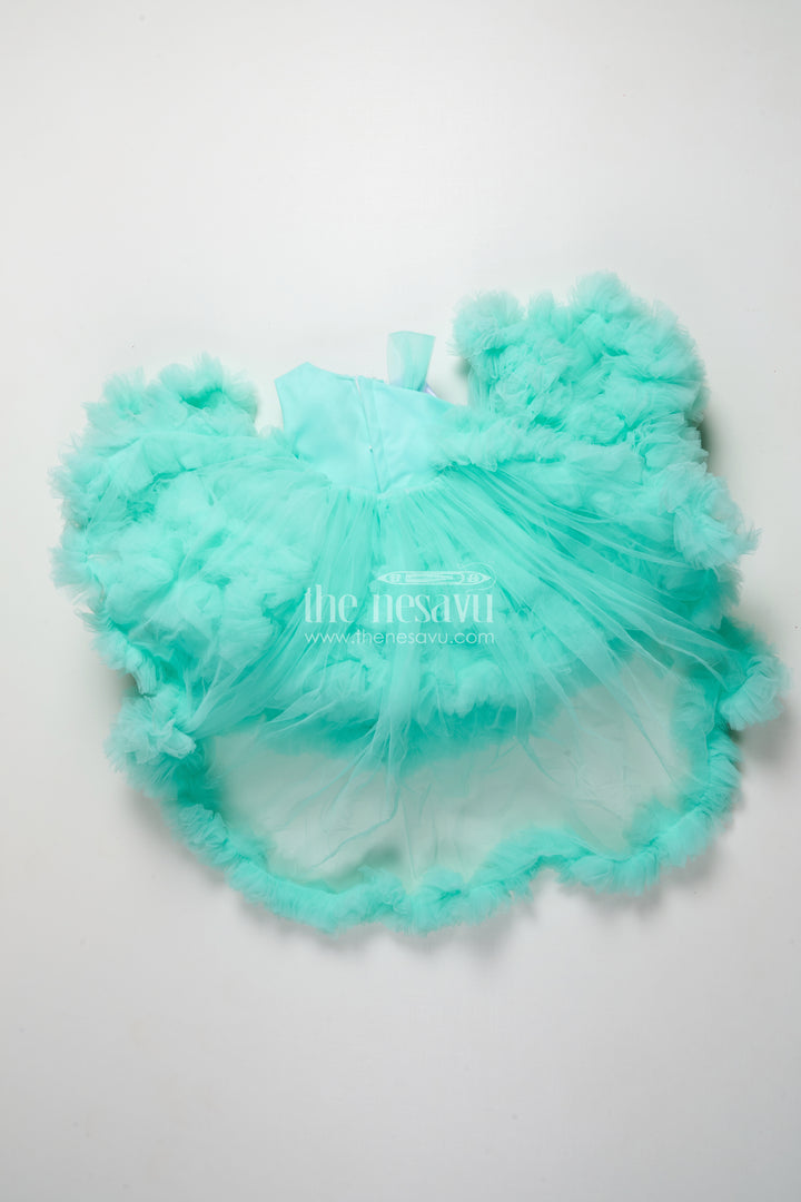 Fancy Party Frock with Floral Embellishment for Baby Girls