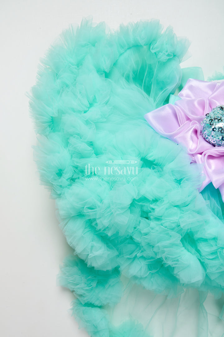 Fancy Party Frock with Floral Embellishment for Baby Girls