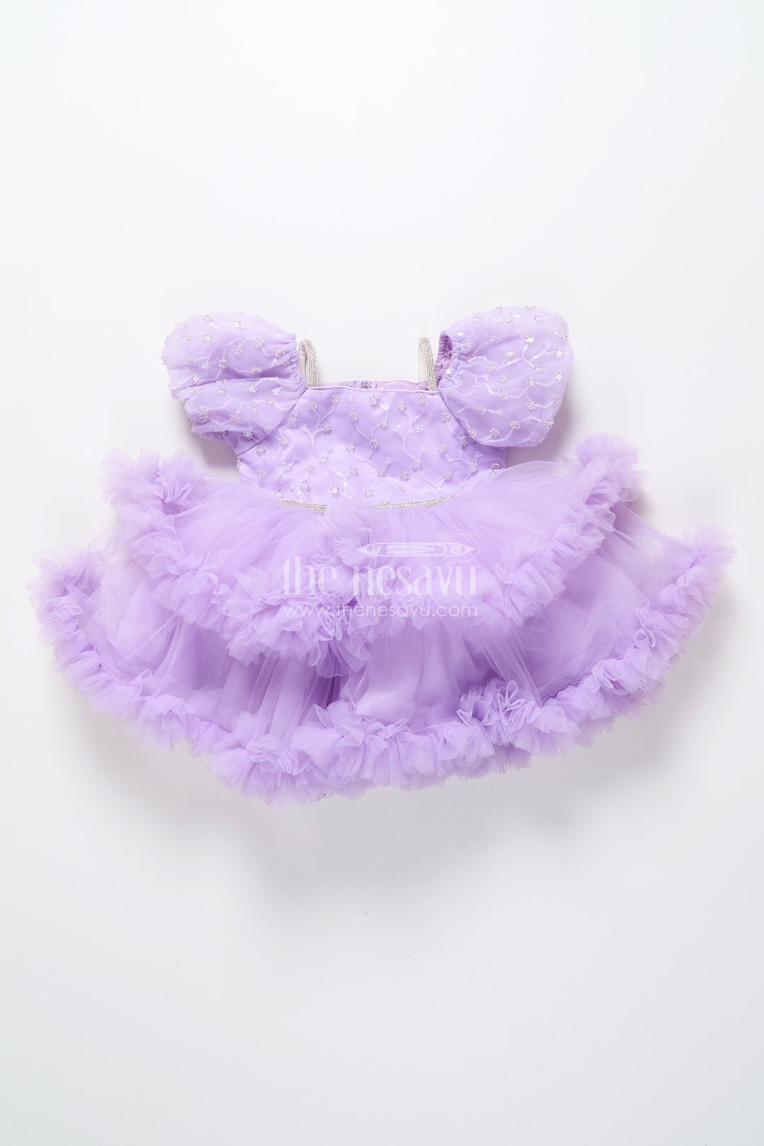 Baby girl net frock with sequin yoke for birthdays and party photoshoots