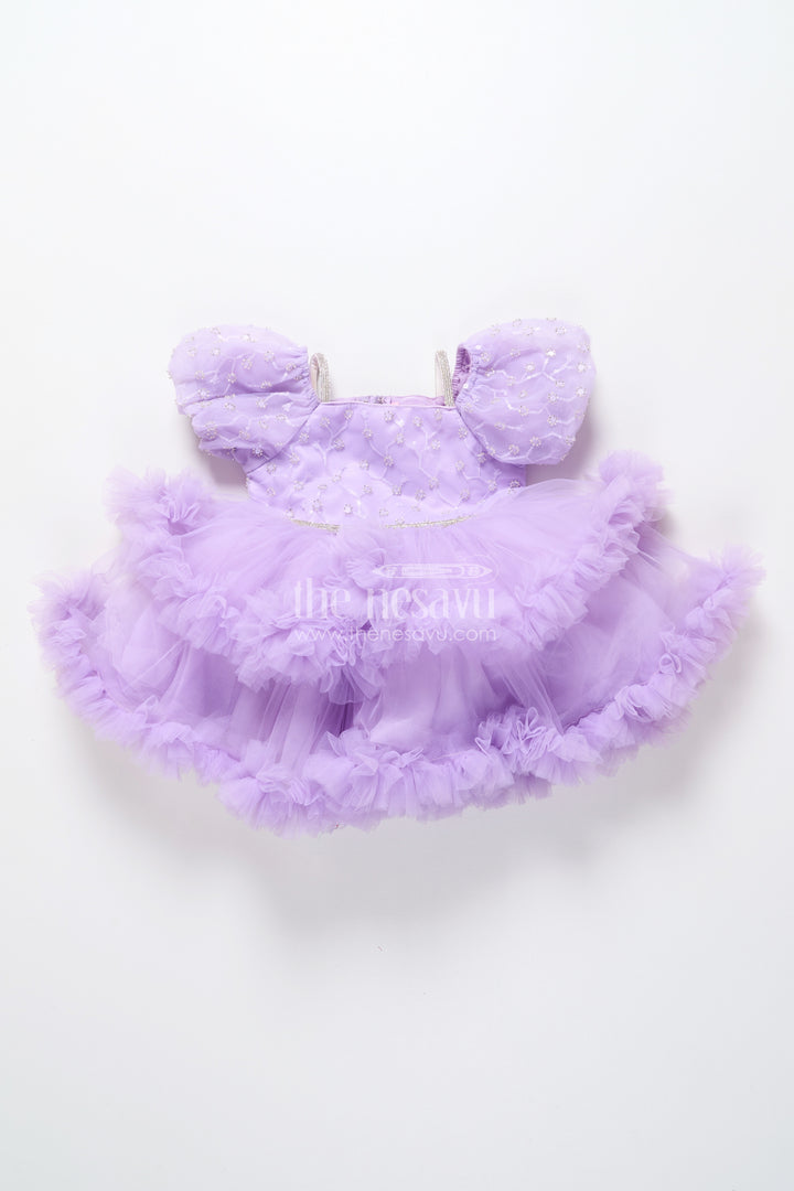 Baby girl net frock with sequin yoke for birthdays and party photoshoots