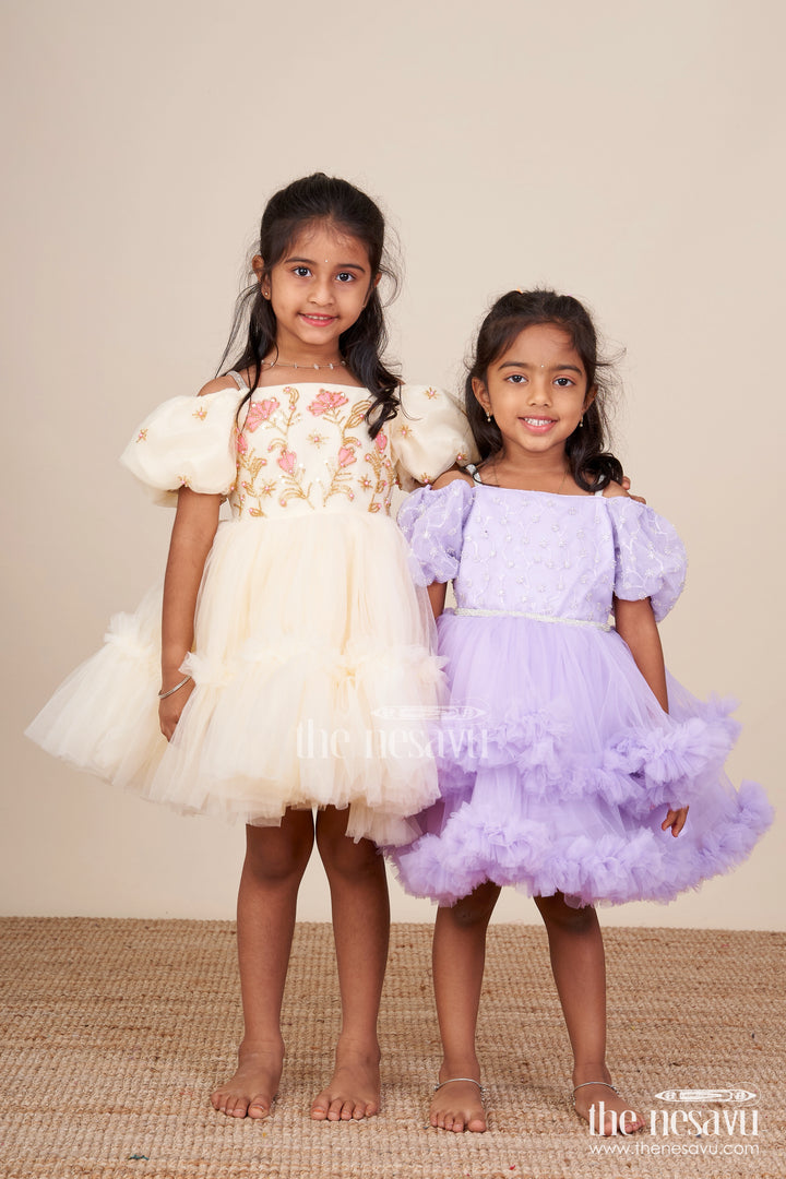 Baby girl net frock with sequin yoke for birthdays and party photoshoots