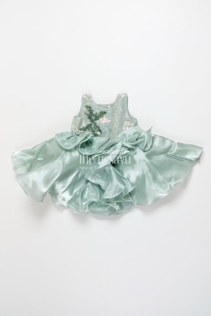 Girls Sleeveless Organza Frock with Layered Ruffle Skirt