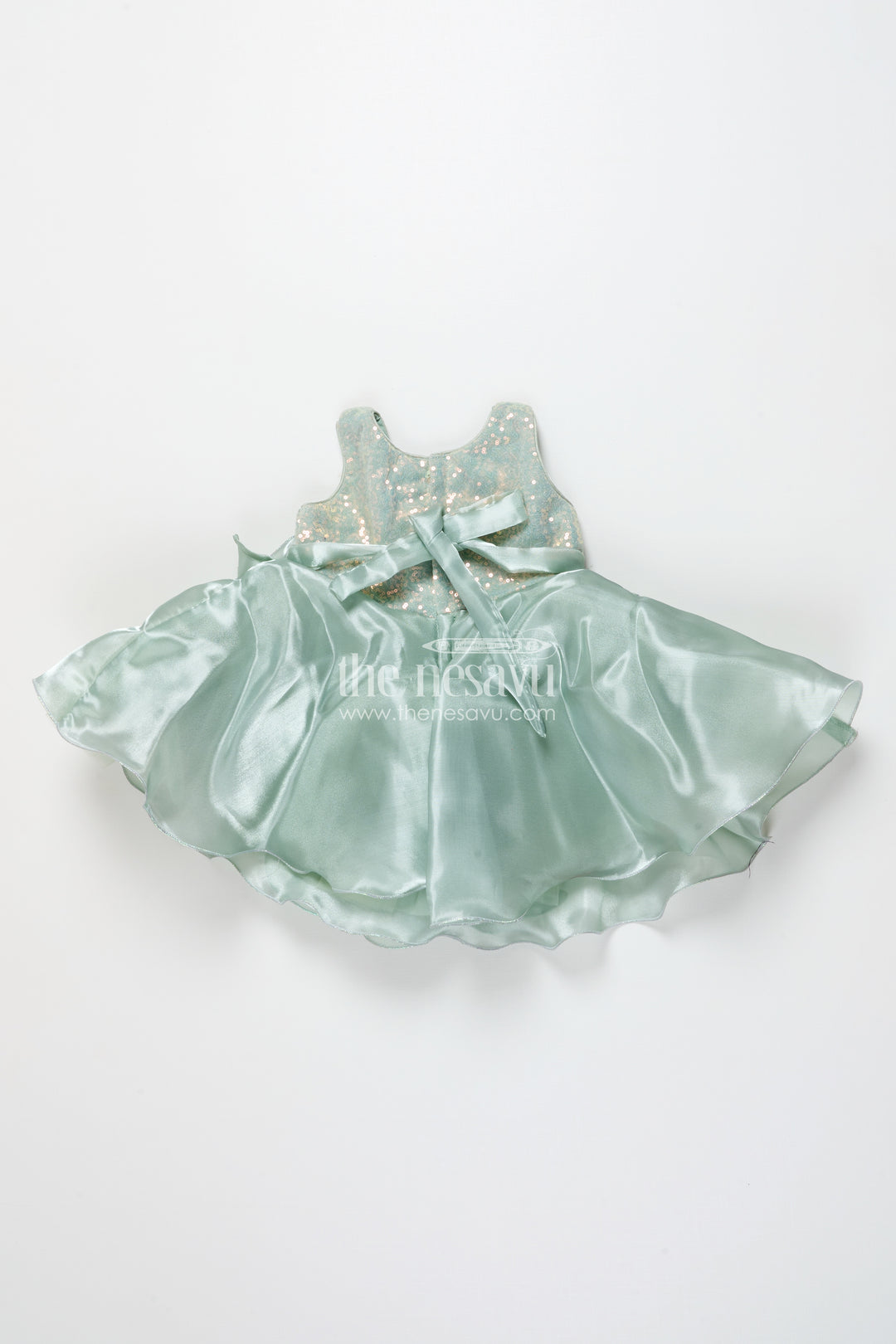 Girls Sleeveless Organza Frock with Layered Ruffle Skirt