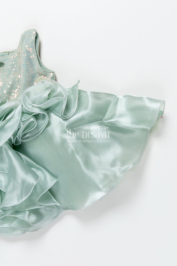 Girls Sleeveless Organza Frock with Layered Ruffle Skirt