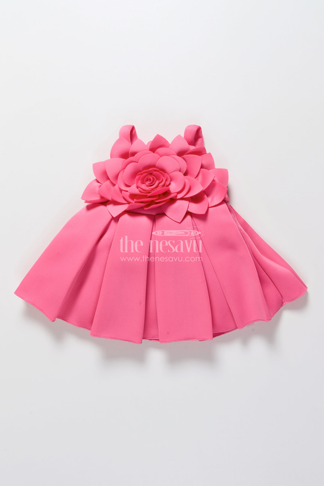 Scuba frock for baby girls with floral yoke for birthdays and special occasions