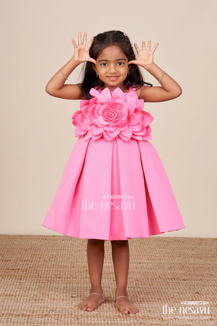 Scuba frock for baby girls with floral yoke for birthdays and special occasions