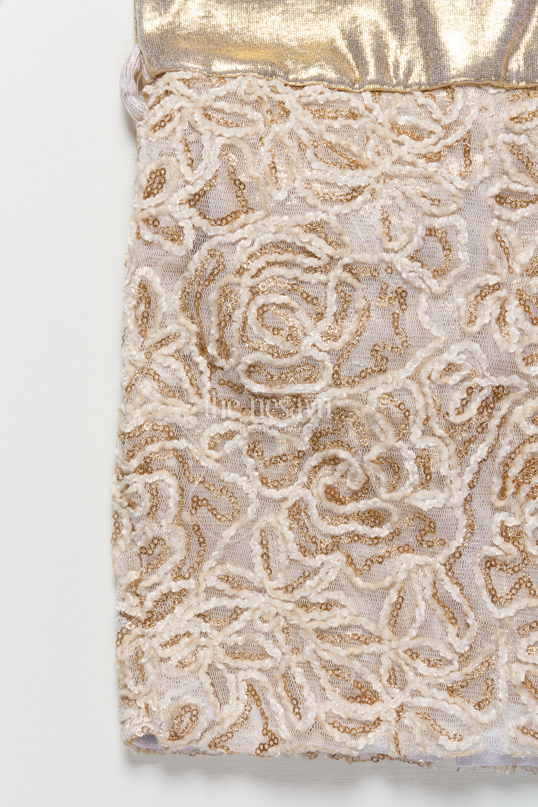 Girls Tissue Frock with Embroidery and Net Detailing for Parties