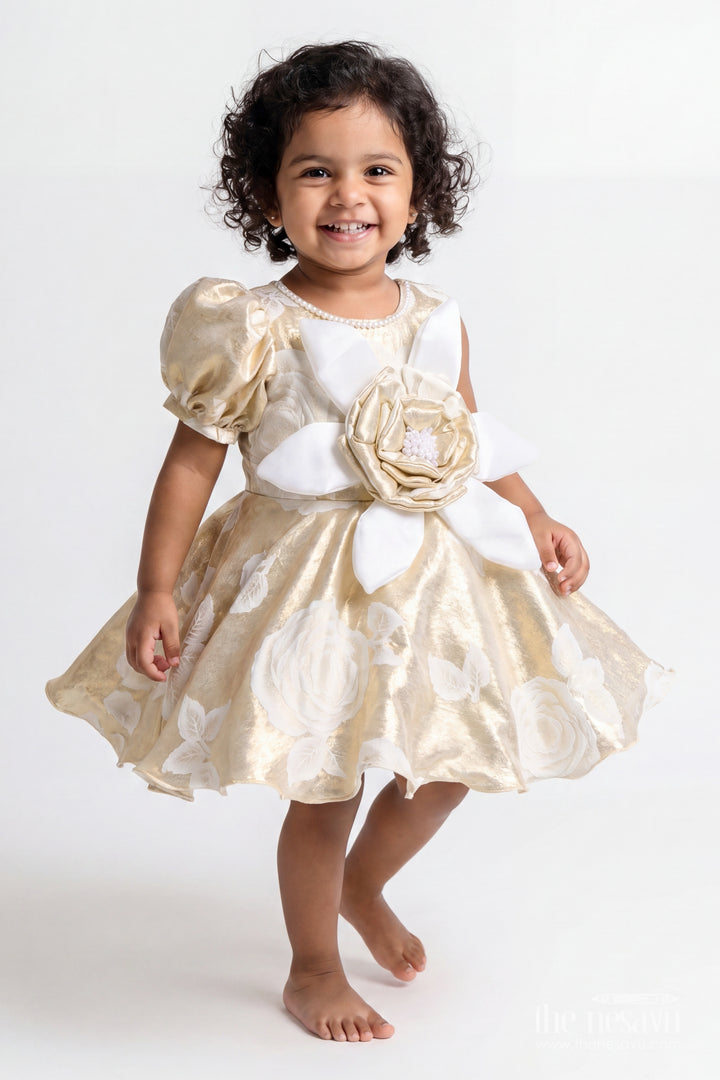 Girls Party Frock with Floral Detailing for Family Functions