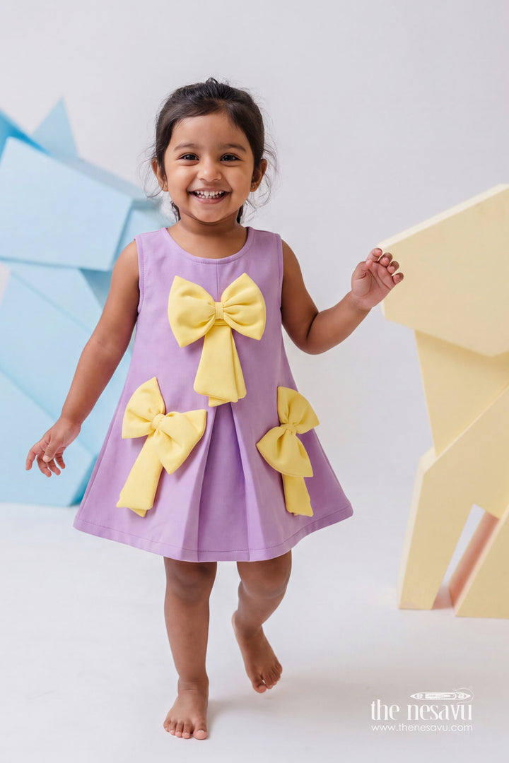 Girls Bow Front Party Dress for Family Outings and Special Occasions