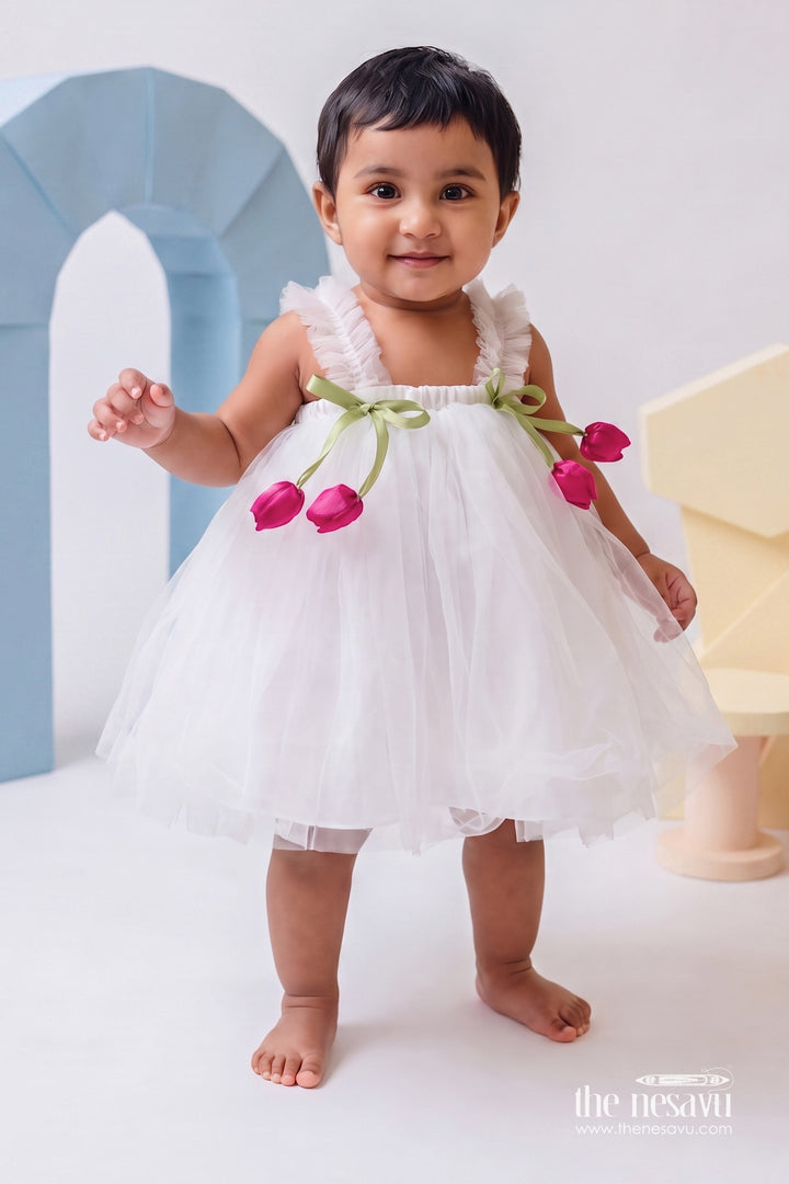 Baby Girl Tulip Party Frock for First Birthdays and Milestone Portraits