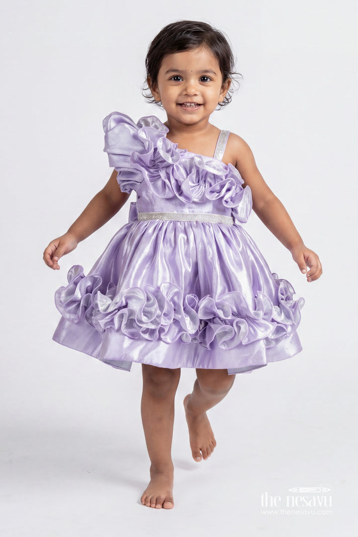 Girls Ruffle Satin Frock for Dance Parties and Birthday Celebrations