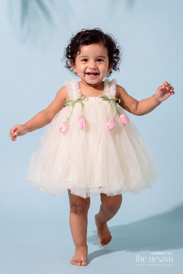 Girls Party Frock in White for Festive Photos