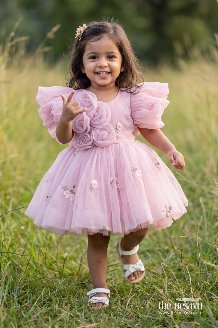 Designer Frock for Girls in Pink for Celebrations and Photos