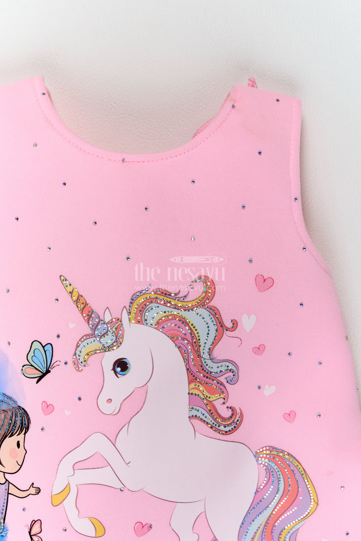 Girls Scuba Party Frock in Pink with Unicorn Rainbow