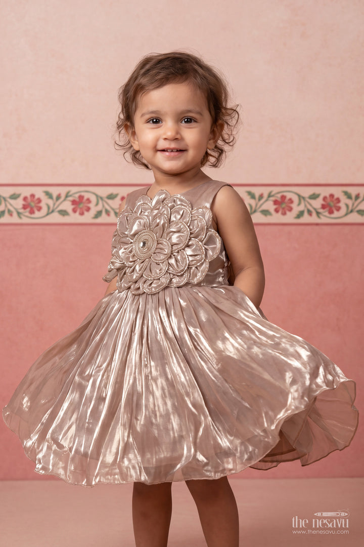 Designer Frock for Girls in Cream for Milestone Days