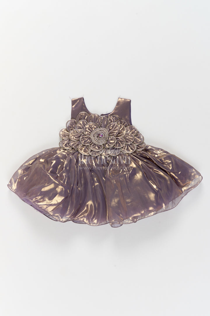 Girls Party Frock in Purple with Sequin Work
