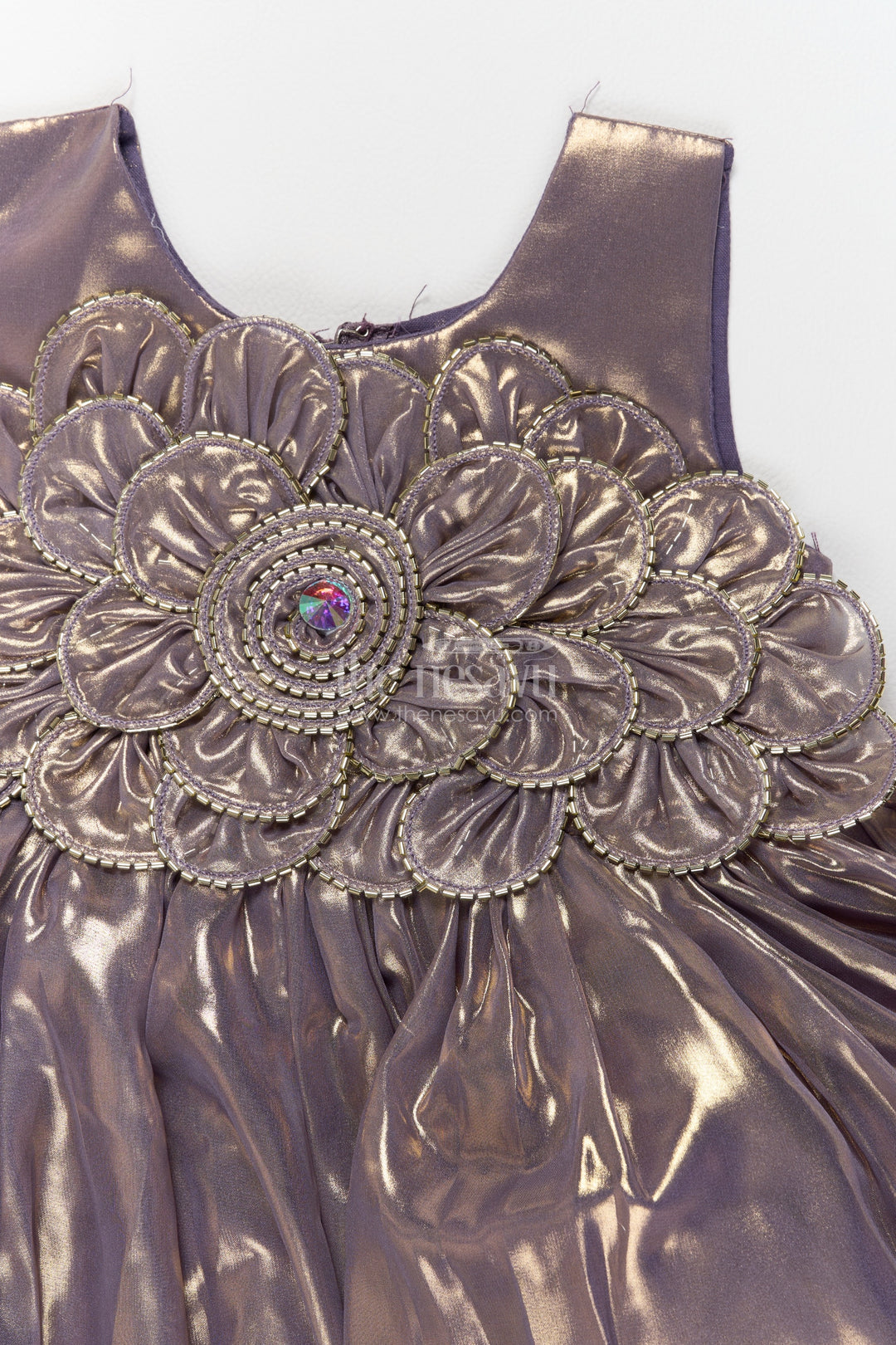 Girls Party Frock in Purple with Sequin Work