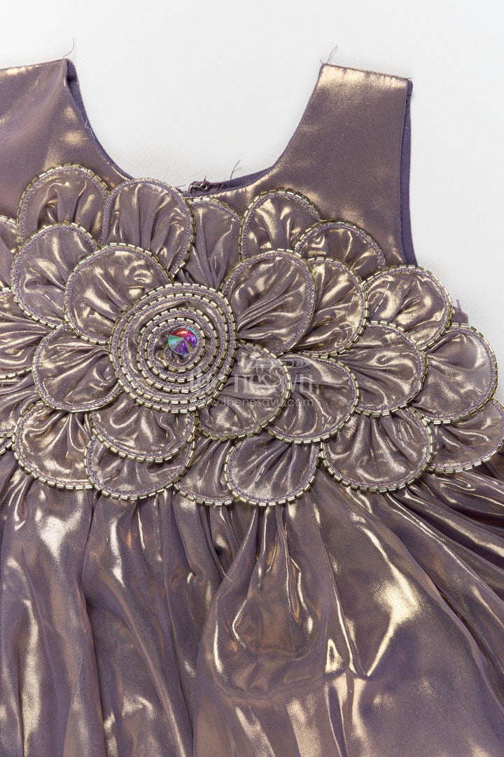 Girls Party Frock in Purple with Sequin Work