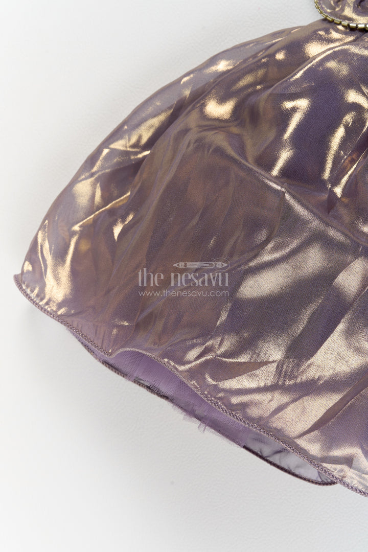 Girls Party Frock in Purple with Sequin Work