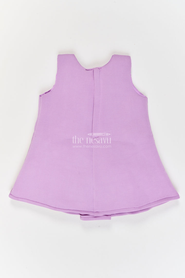 Girls Scuba Party Frock in Purple with Three Yellow Bows