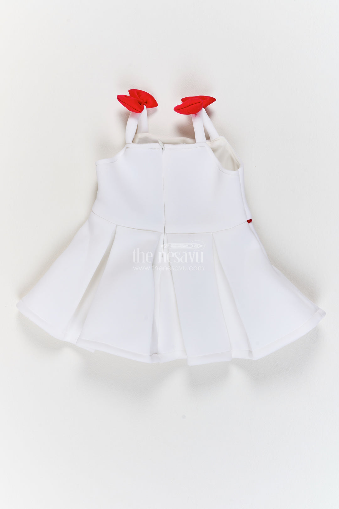 Girls White Black Scuba Character and Pink Bows Party Frock