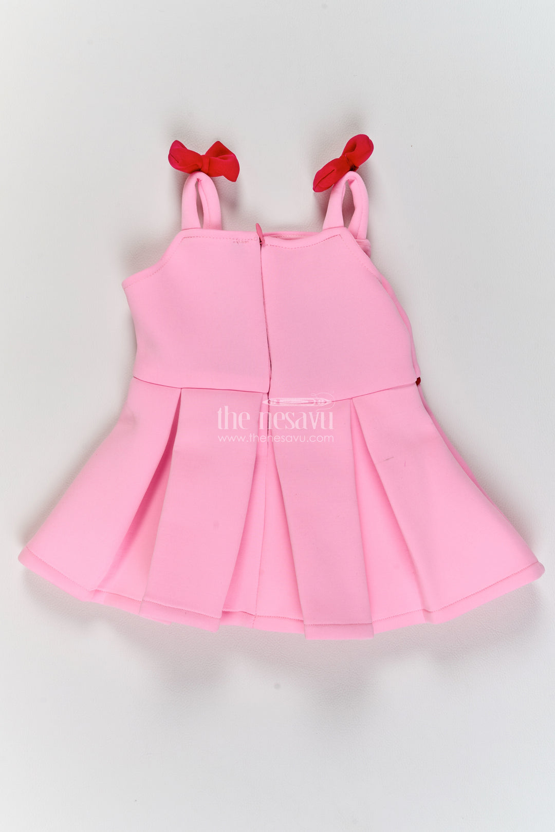 Girls Pink Character Shoulder Bows Scuba Party Frock