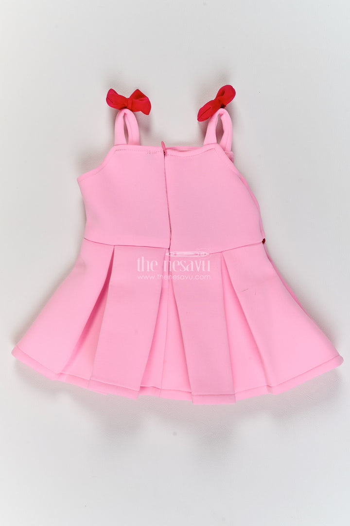 Girls Pink Character Shoulder Bows Scuba Party Frock