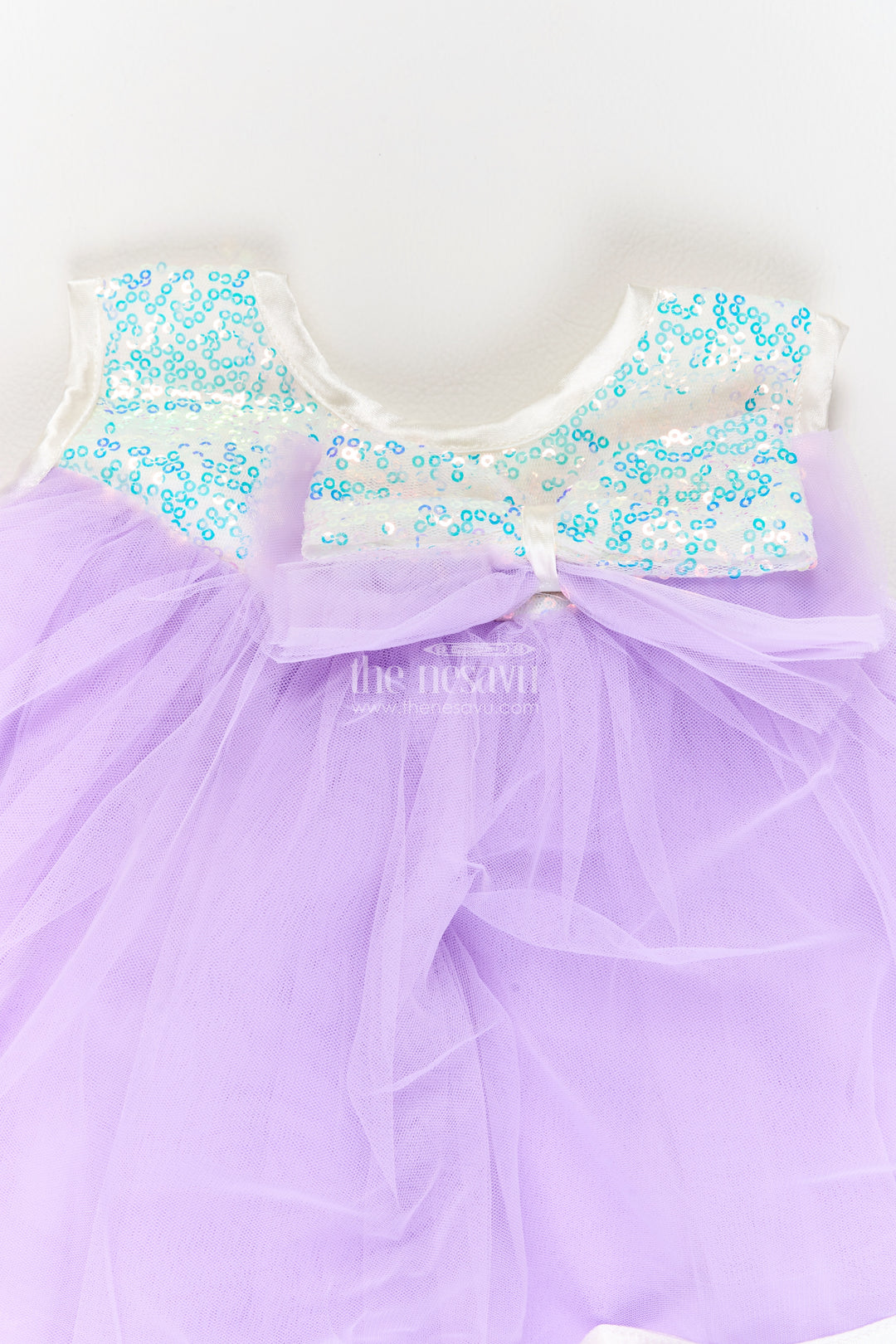 Girls Purple Soft Net Ribbon Tier Bow Party Frock