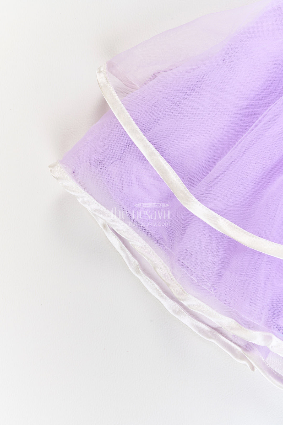 Girls Purple Soft Net Ribbon Tier Bow Party Frock