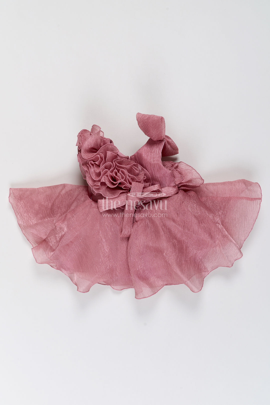 Girls Dusty Rose Georgette Butterfly Cascade Party Frock