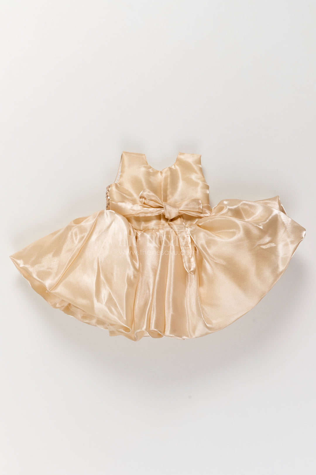 Girls Party Frock in Gold with Sequin Work