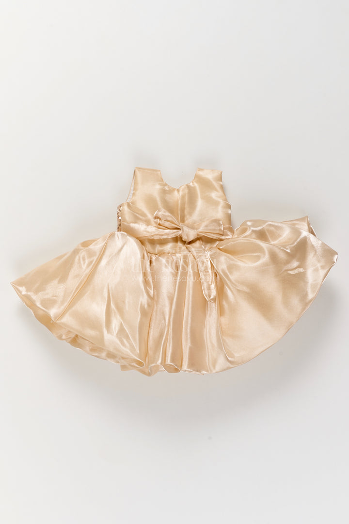 Girls Party Frock in Gold with Sequin Work