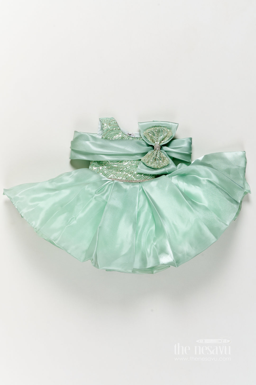 Girls Party Frock in Blue with Thread Embroidery