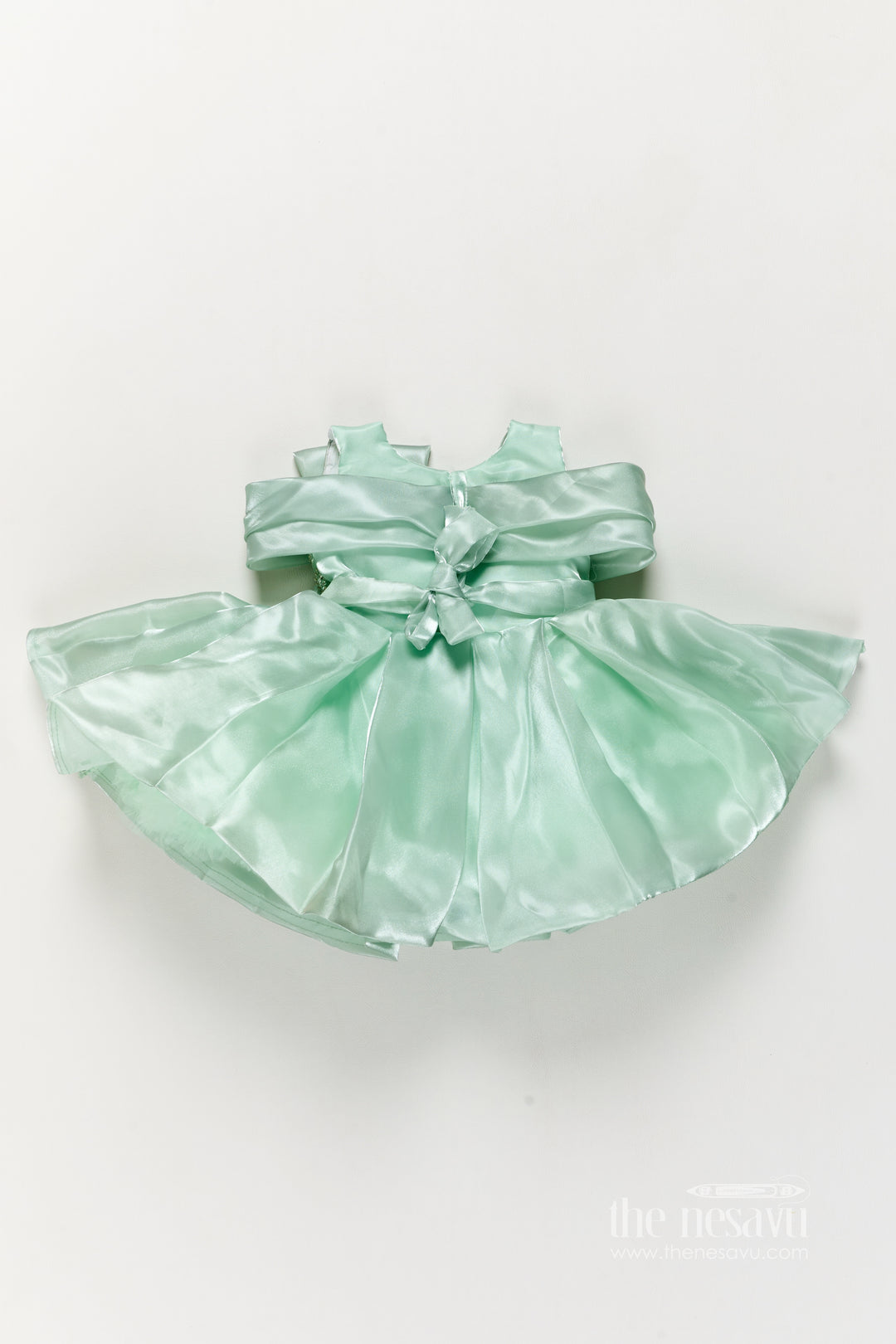 Girls Party Frock in Blue with Thread Embroidery
