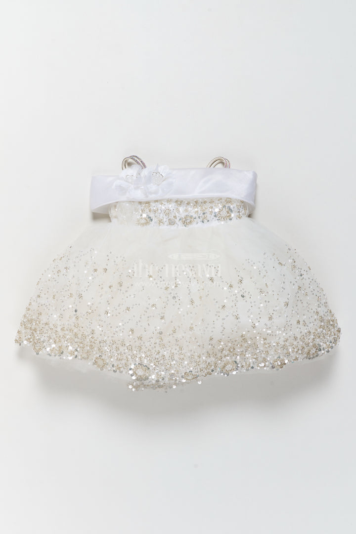 Designer Frock for Girls in White for Celebration Styling