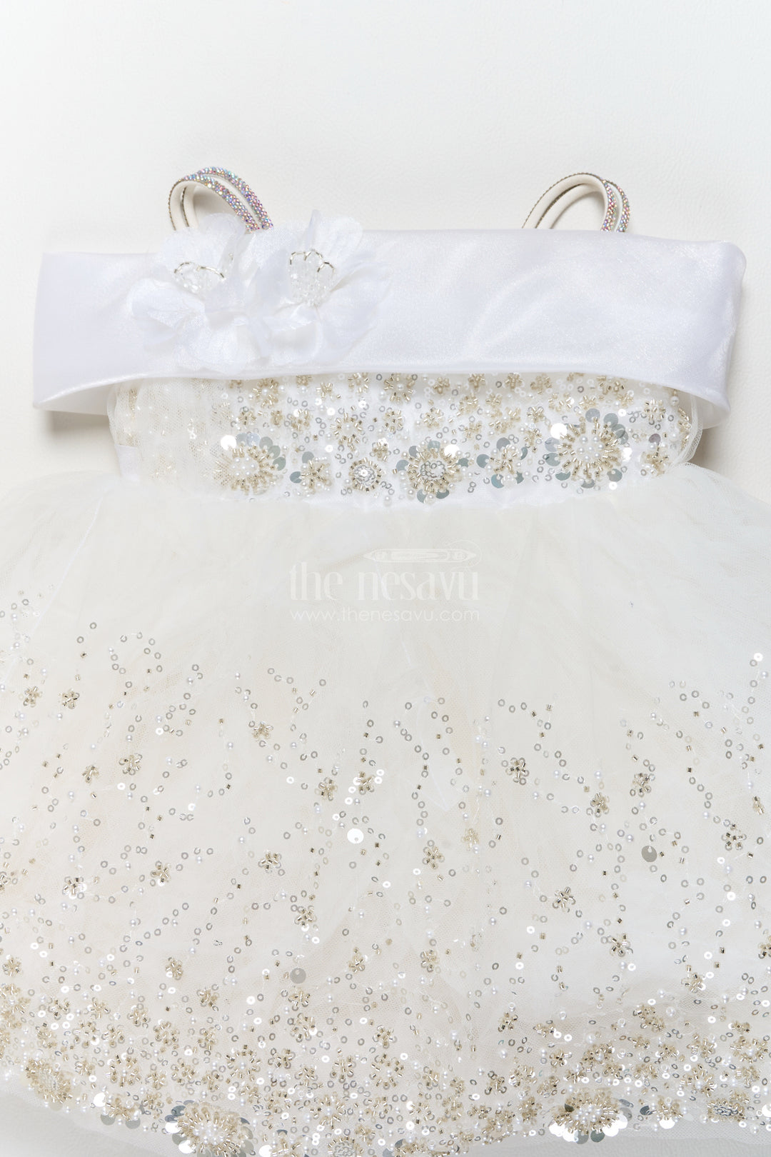 Designer Frock for Girls in White for Celebration Styling