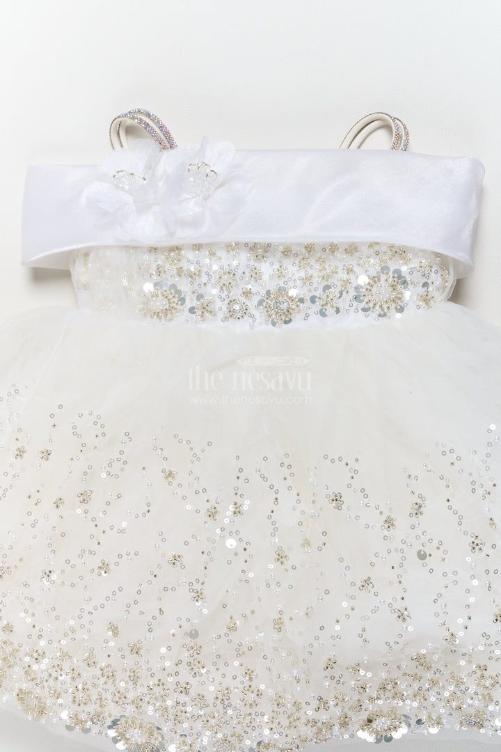 Designer Frock for Girls in White for Celebration Styling
