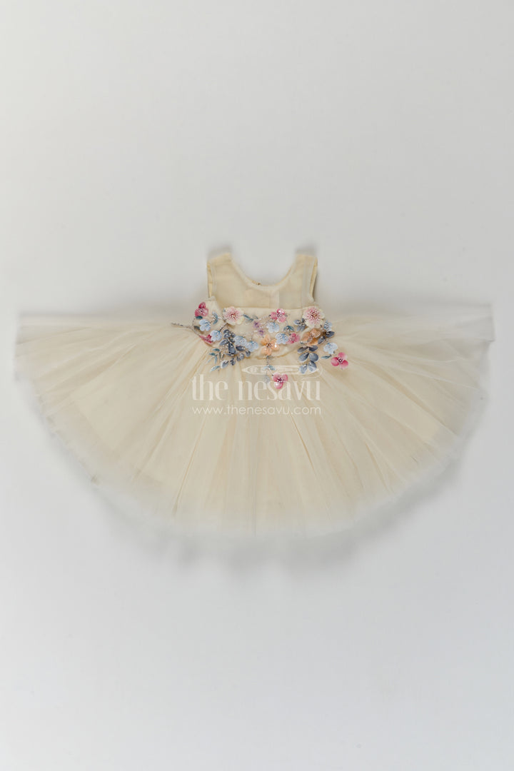 Girls Party Frock in Off White for Festive Photos