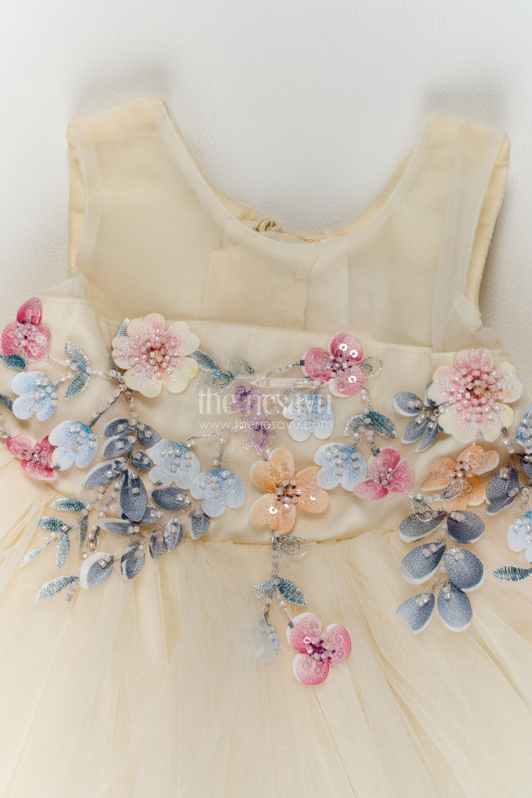 Girls Party Frock in Off White for Festive Photos