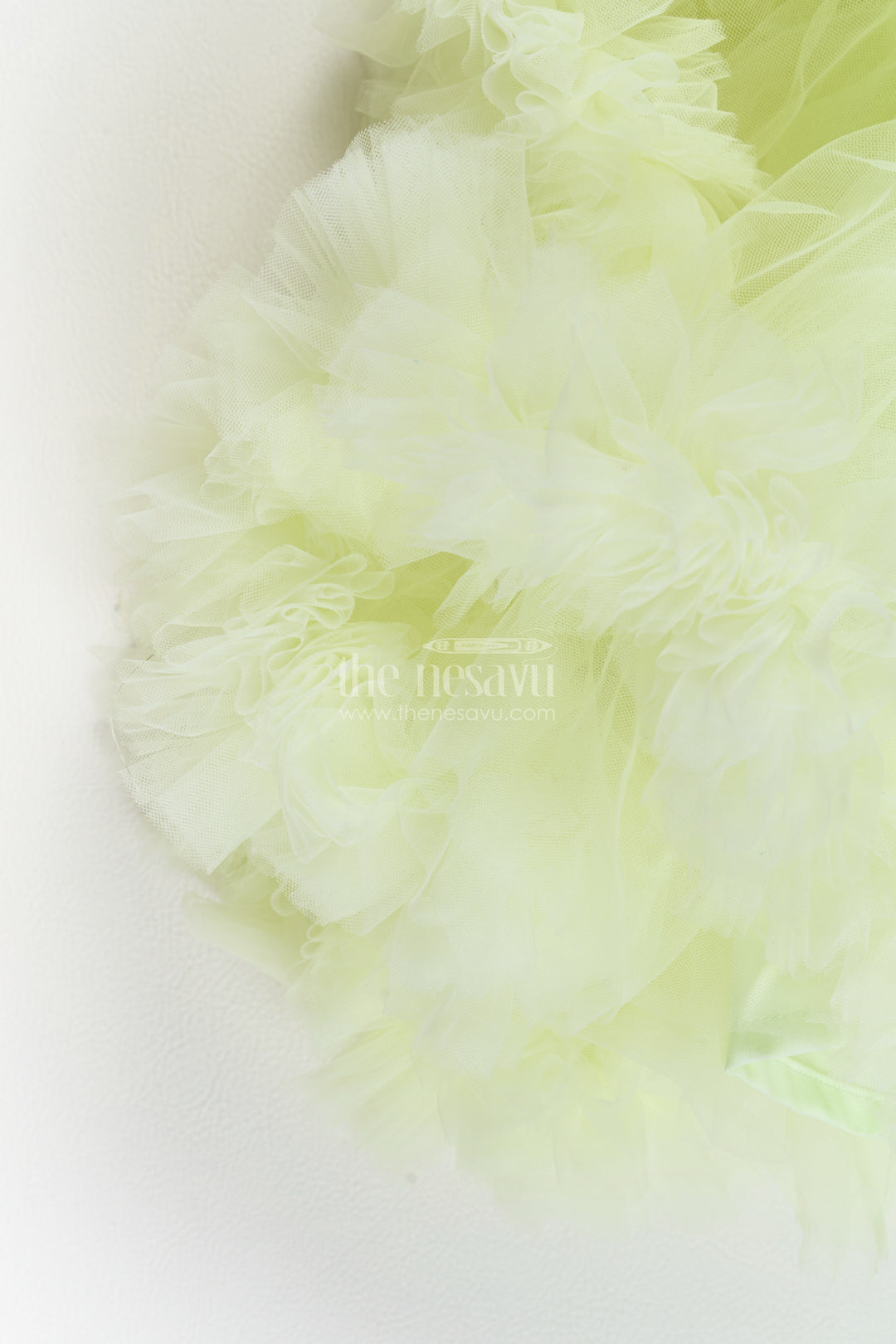 Girls Lemon Yellow Sequin Flower Tiers Soft Net Party Frock