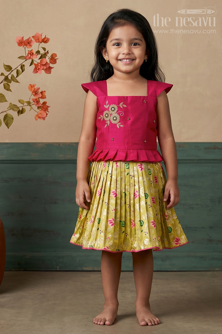 Silk Frock for Baby Girls with Embroidered Yoke Ethnic Dress for Weddings