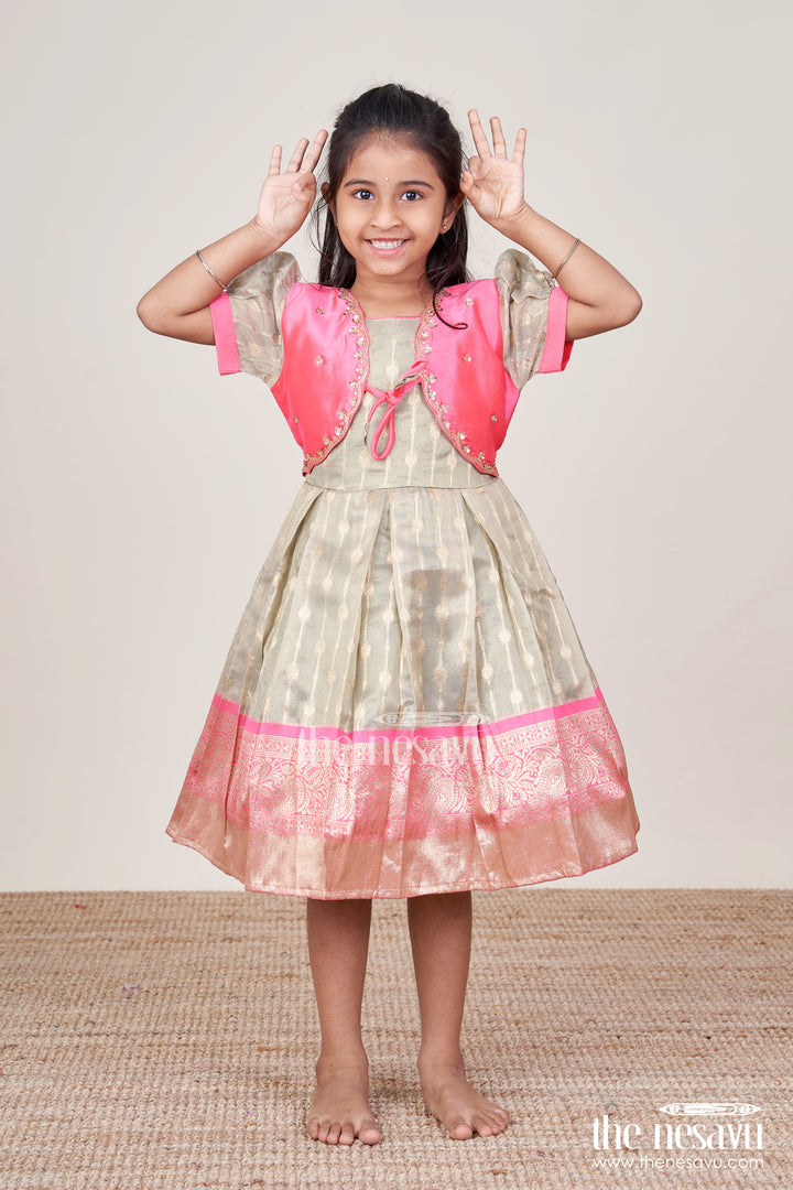 Silk Blend Frock for Girls with Zari Details for Cultural Functions and Photoshoots