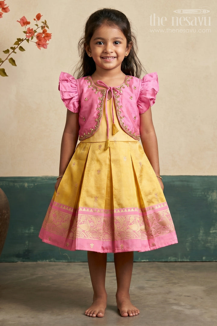 Baby Girl Traditional Silk Frock for Birthday and Ethnic Photoshoots